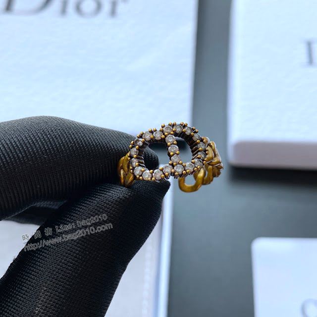 Dior飾品 迪奧經典熱銷款CD鑲嵌鑽戒指  zgd1459